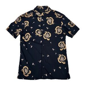ALLSAINTS Black Floral Sumire Short Sleeve Button Up Shirt Top Mens Size XS